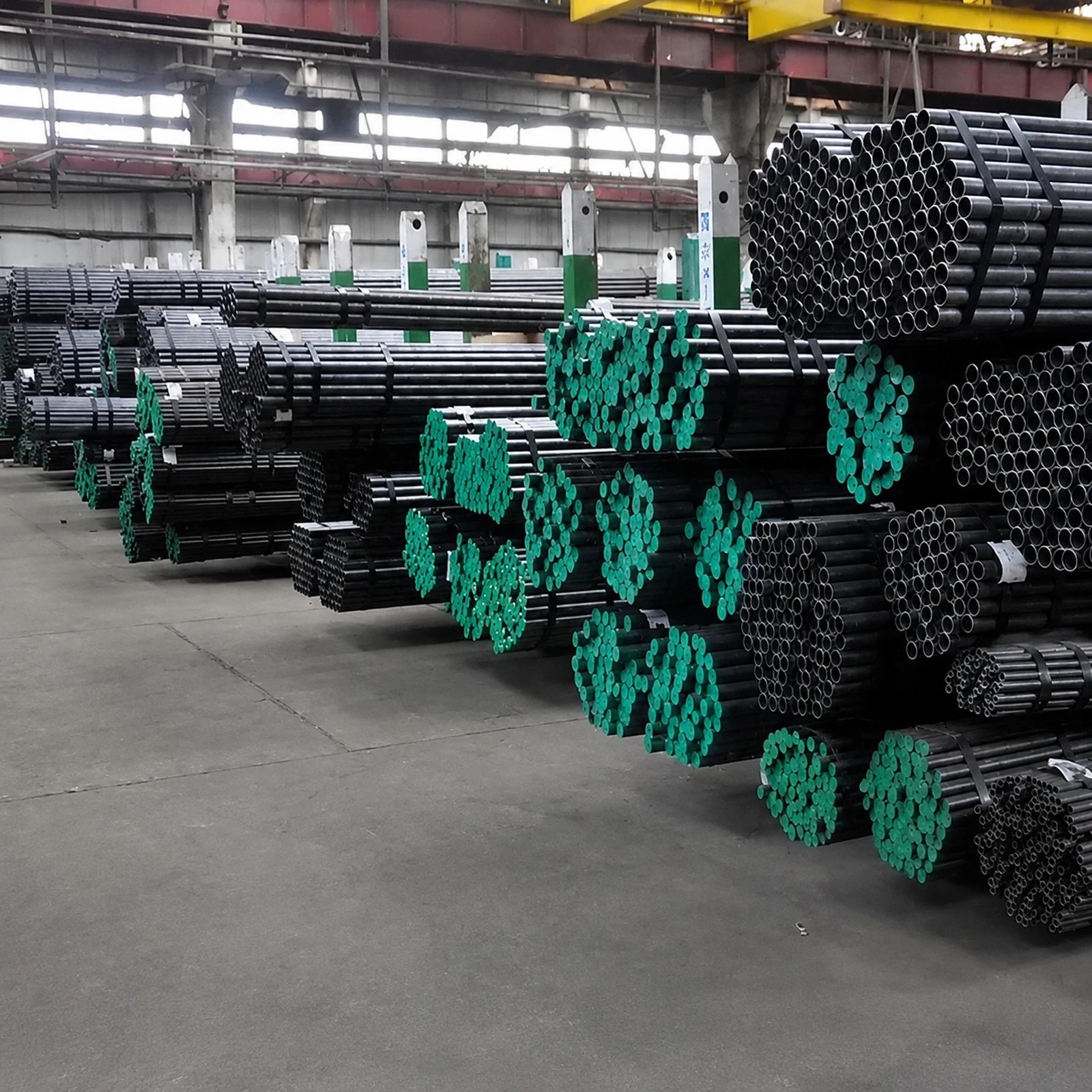Steel pipe ends showing diameter and wall thickness